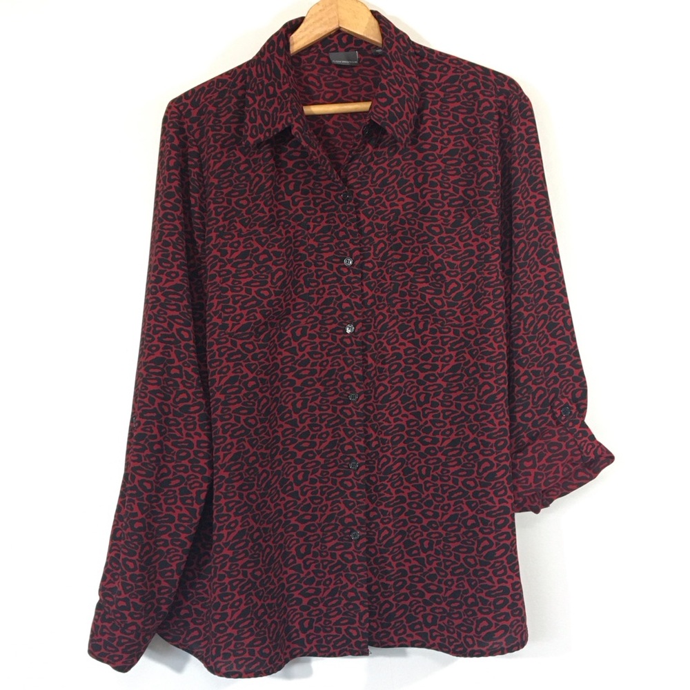 Covington Red‎ Leopard Print Button Up Shirt